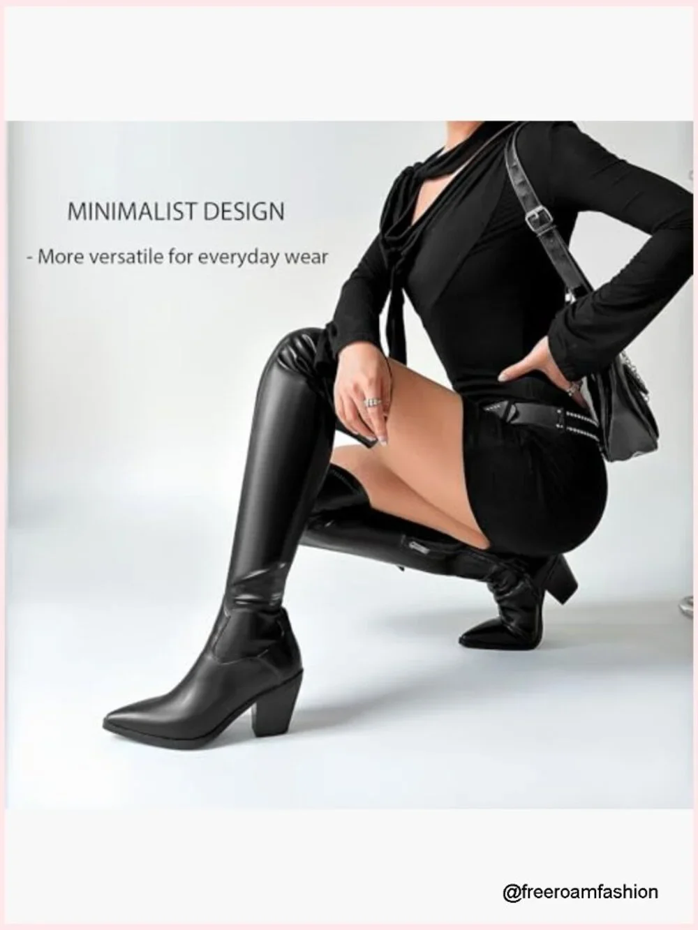 Stretch Thigh High Boots Pointed Toe Block Heel Over the Knee